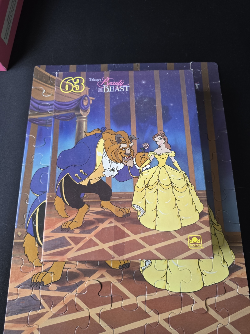 Vintage 1991 Disney Beauty and the Beast Yellow Puzzle - 63 Piece
